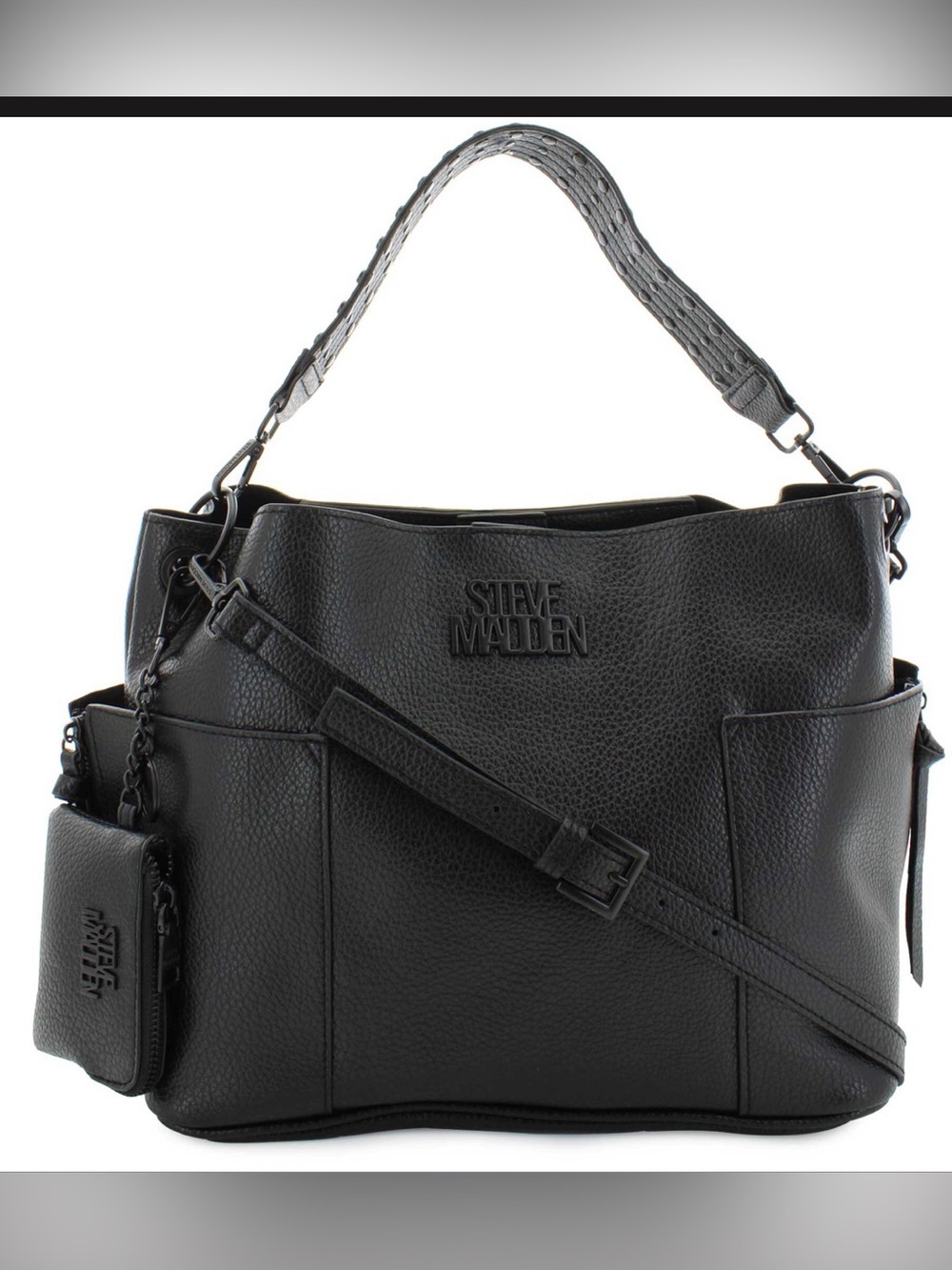 Steve Madden new BKOLTT hobo bag mini pouch charm Pebbled Leather Messenger